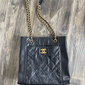 Similar to Chanel Black Quilted Leather Tote Bag